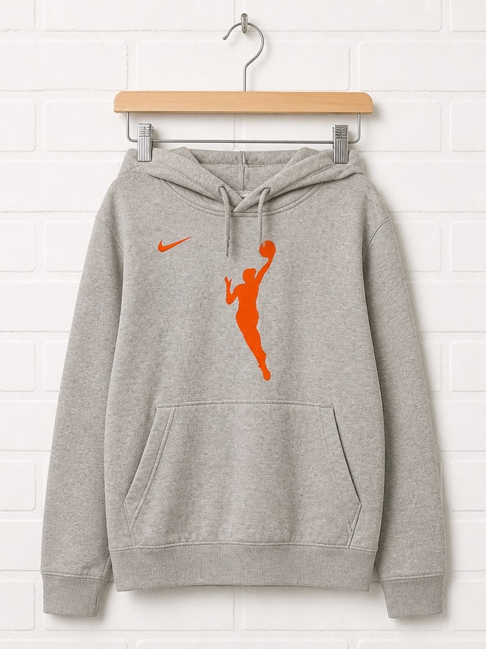 Nike Gray Crewneck Hoodie with Orange Basketball Silhouette